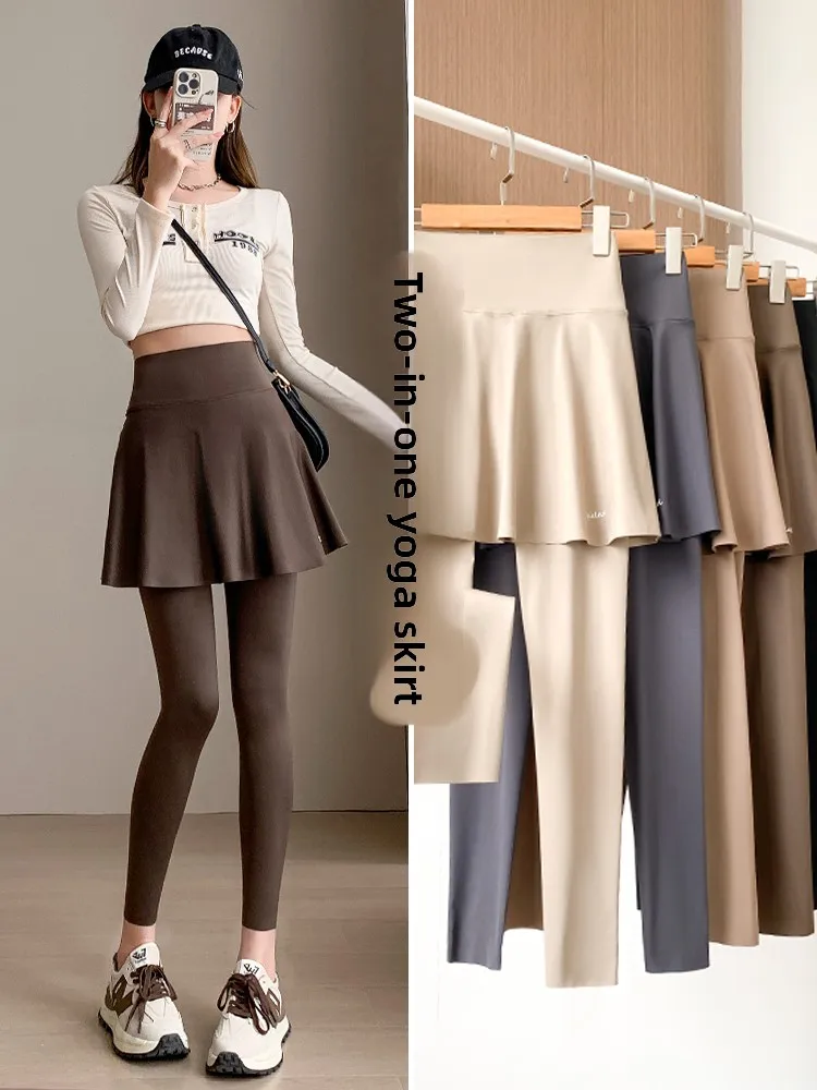 

Women's Yoga Skort Pants Thin Fitn Sports Bot Spring Autumn ark Skin Pants Outfit Casual Ladies' Faion Trousers