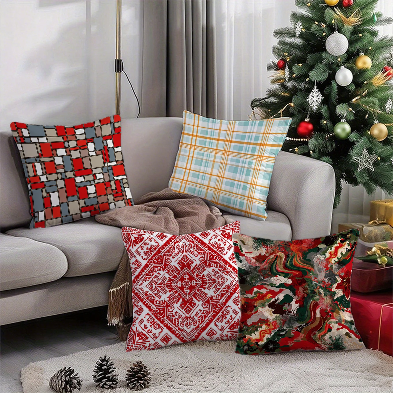 Christmas Throw Pillow Covers Bundle attern Cushion Cover Suitable for Sofa Bedroom Car Pillow Cover