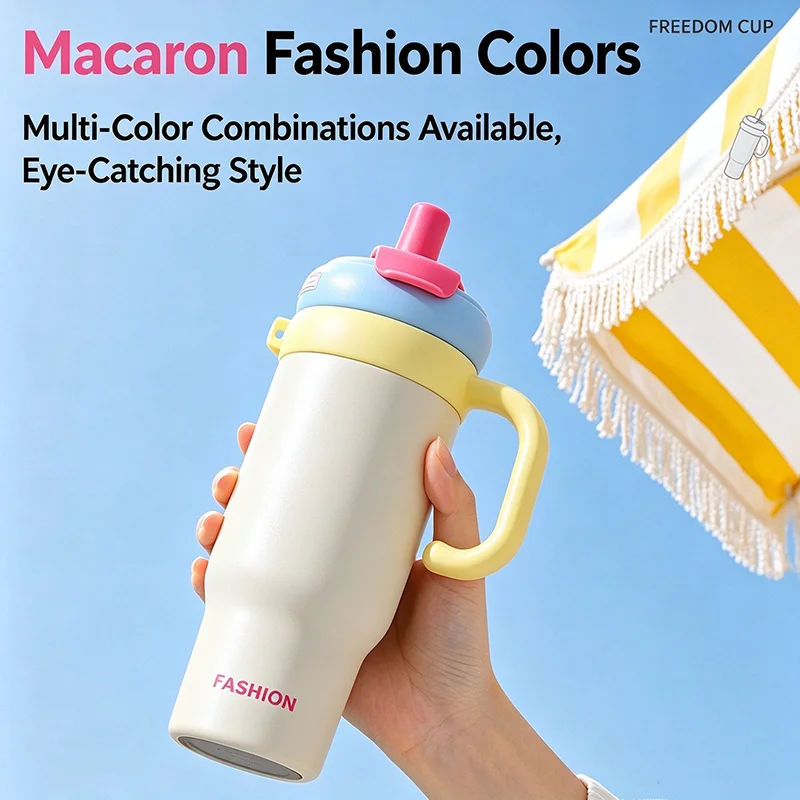 316 Stainless Steel Handle Water Cup, Large Capacity Vacuum Insulated Cup, Suitable for Vehicle Use, Iced Coffee Cup