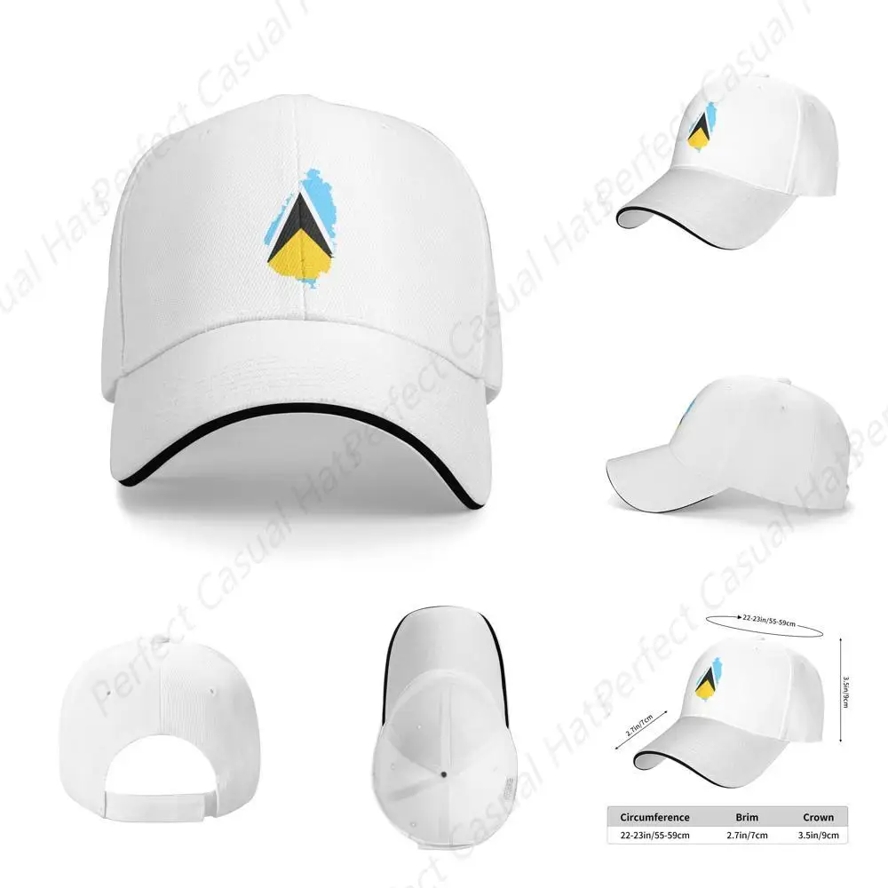 

New High Flag Map Of Saint Lucia Hat Baseball Peaked Cap Unisex Sandwich Caps Cowboy Hat Men Women Outdoor Sport Sun Visor