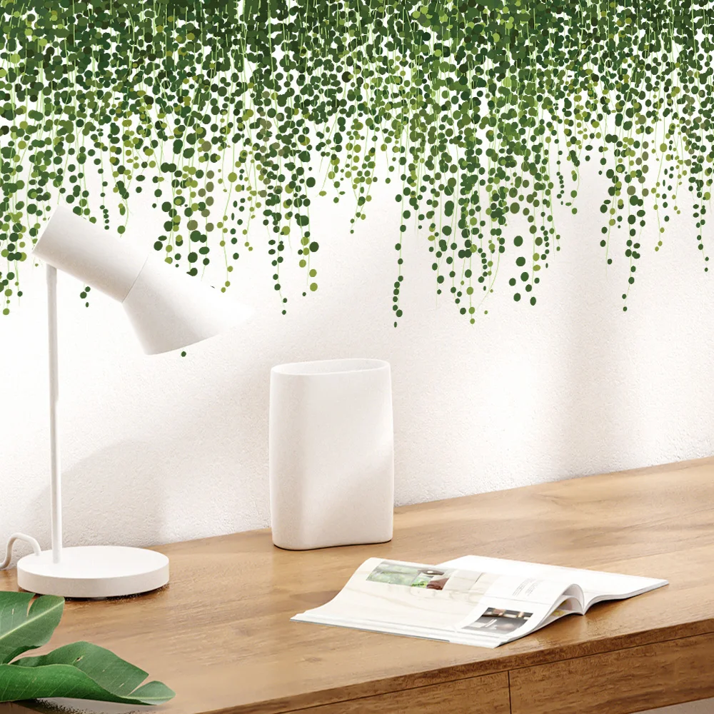 ملصقات حائط حبر الكروم الخضراء طبيعة لغرفة المعيشة غرفة نوم المنزل زهرة حائط الخلفية ديكور ملصق ذاتي اللصق خلفية #6