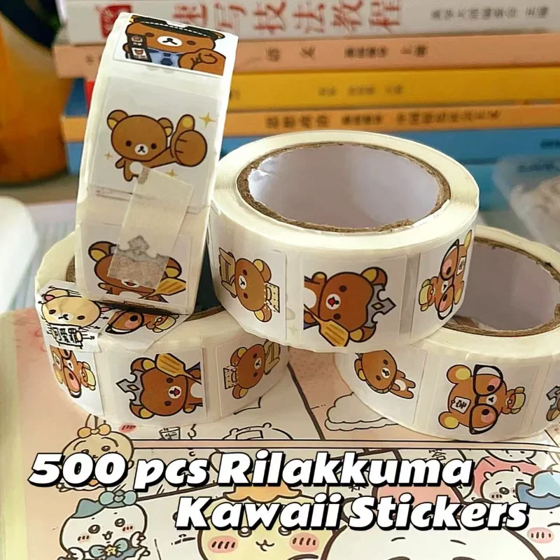 

500 шт. наклейка Rilakkuma с героями мультфильмов, водонепроницаемая наклейка из ПВХ ручной работы, чехол для мобильного телефона «сделай сам», украшение для чашки воды, студенческая награда, подарок