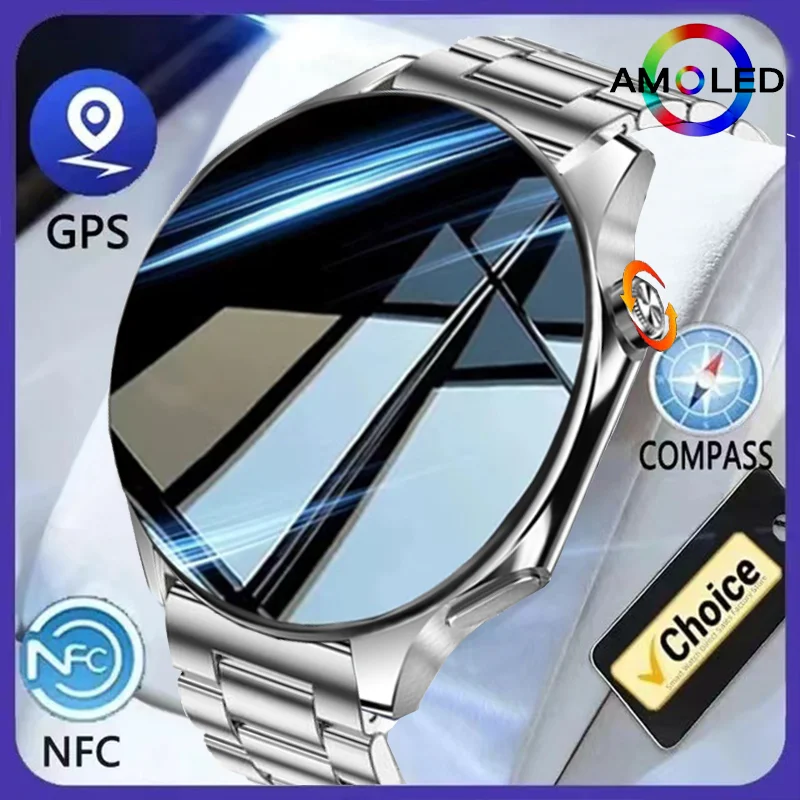 For Huawei OPPO Men's Smartwatch 466*466 HD screen Compass Smartwatch NFC Bluetooth Talk Sports Waterproof Watch 2024 Brand new