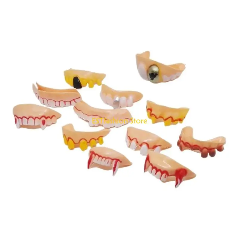Y5GC 8/10/12Pcs Ugly Teeth Funny Gag Teeth Halloween Dentures for Cosplay Party