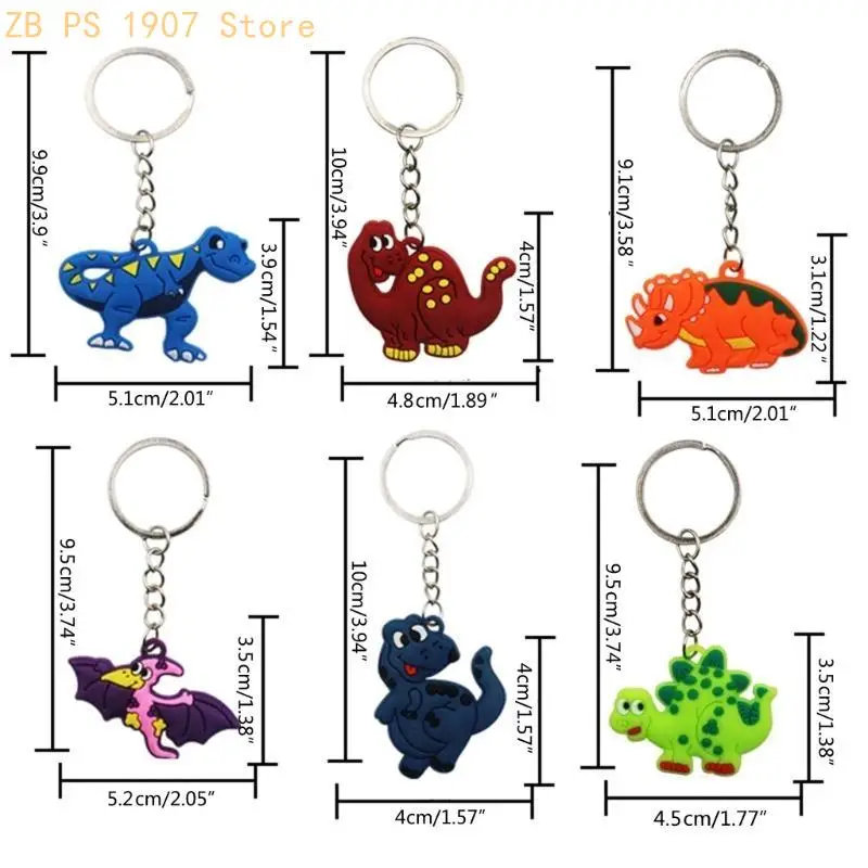 12Pcs PVC Dinosaur Keychains Dinosaur Bracelet Pendant Chain Dinosaur Birthday Party Gifts Bag Fillers Supplies 55KA