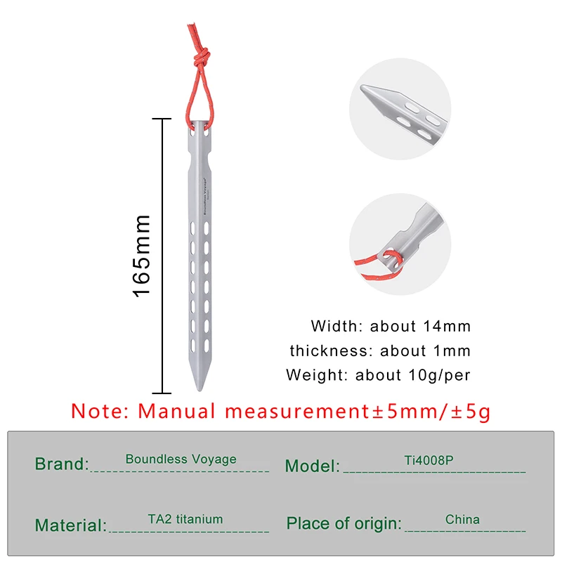 Boundless Voyage Titanium Tent Pegs Ultralight  Tent Nail Outdoor Camping Tent V-shape Stakes Portable Pegs 6/8/12pcs/Lot