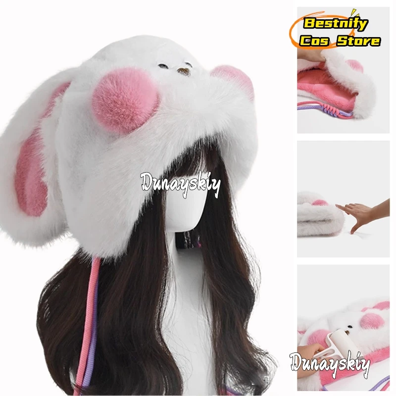 

KAWAII пушистые румяна кролик костюмы для косплея плюшевая шляпа реквизит {Bestnify Cos} 54-58 см шляпа окружность теплая шапка для защиты ушей