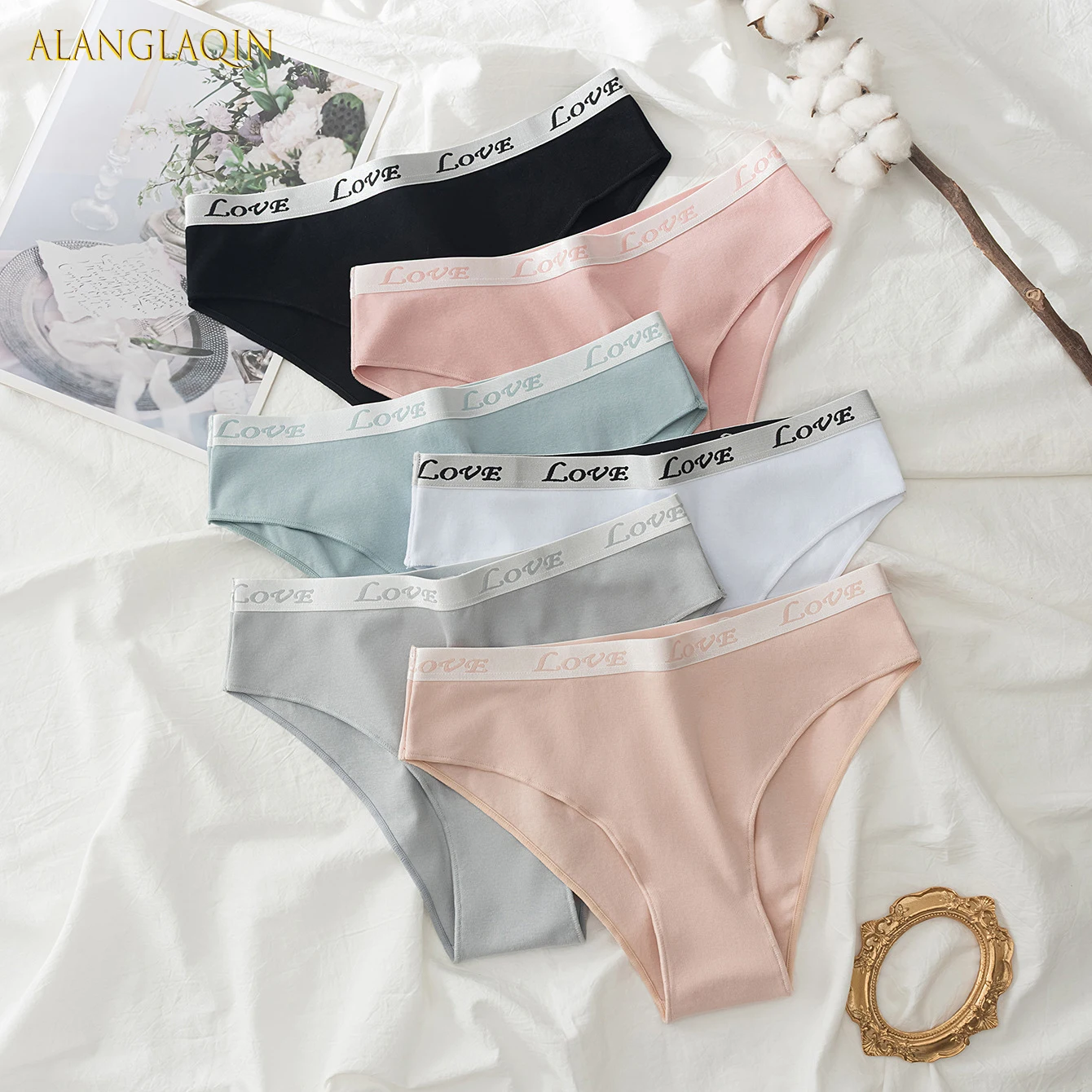 5Pcs/Set Cotton Underwear Women's Panties Sexy Shorts Print Letter Briefs Ladies Girls Lingeries Breathable Panties For Women