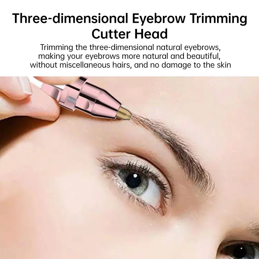 2 In 1 Electric Eyebrow Trimmer Painless Eye Brow Epilator for Women Makeup Mini Razors Portable Facial Hair Removal Shaver