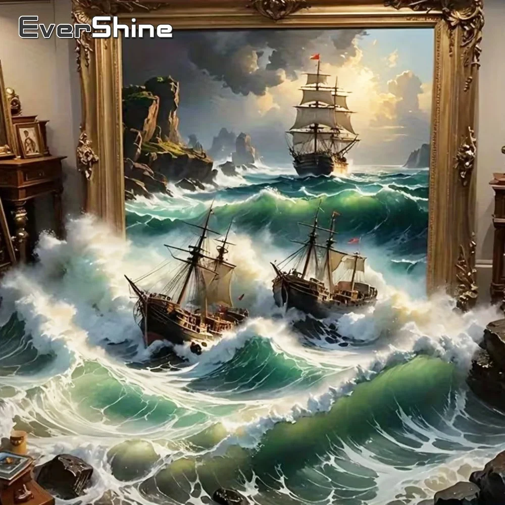 EverShine DIY Diamond Painting Ship Landscape New Arrival Embroidery Acrylic Craft Supplies Diamond Mosaic Handmade Gift