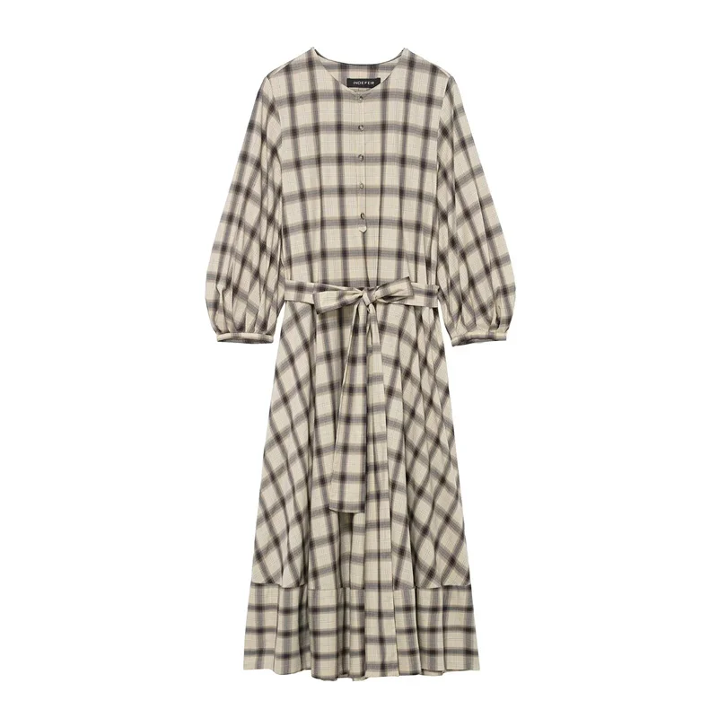Elegant Women's Plaid Shirt Dress for Party Fall/Winter New Fashion 2025