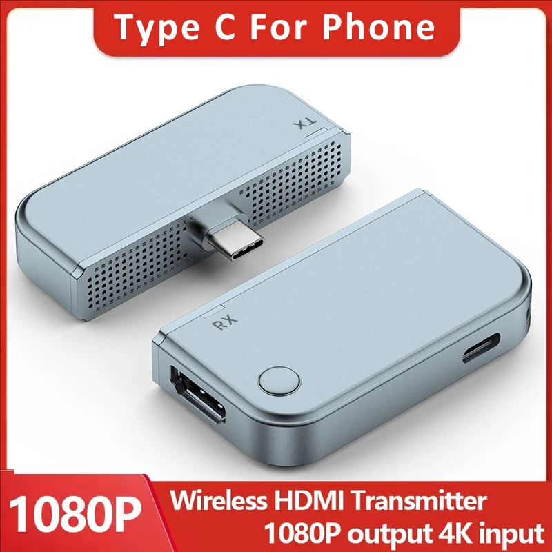Type-C to HDMI-Compatible Wireless Transmitter and Receiver 4K Decode Video Transceiver 50m Wireless Extender Kit For Office