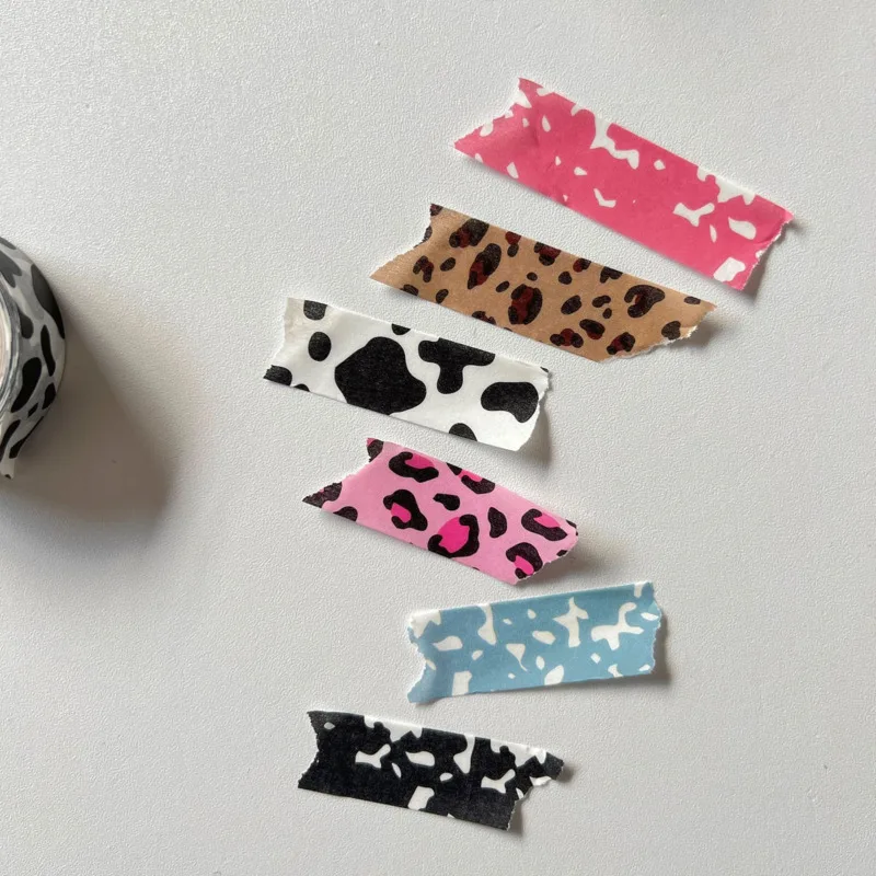 1Pc Ins Cute Milk Stripe Leopard Cows Masking Washi Tape Decorative Dot Adhesive Tape Diy Scrapbooking Sticker Label Stationery