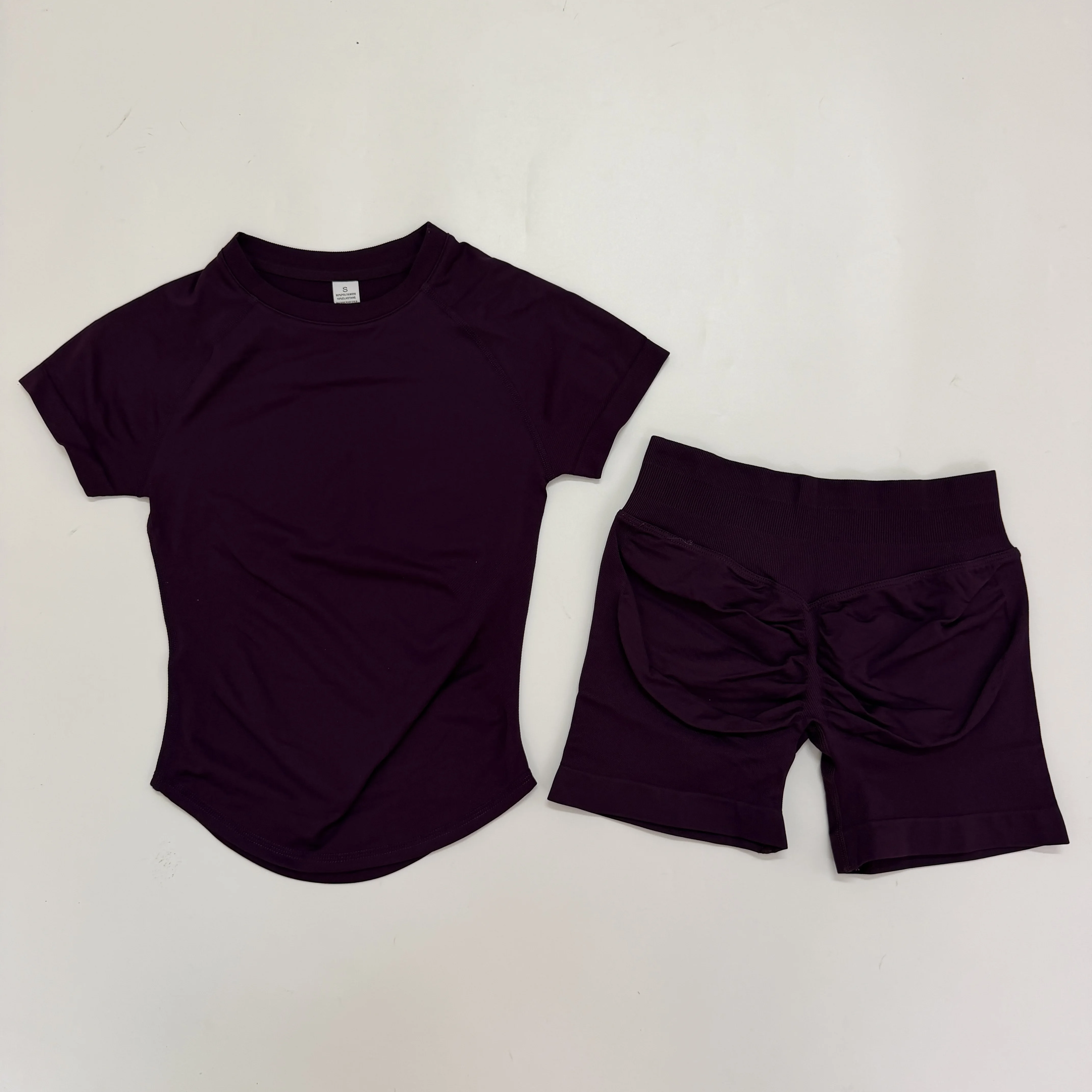 2-delige top met korte mouwen voor dames, workout gym crop top, lichtgewicht yoga top shirt, lange sport shirts, stretch shirts