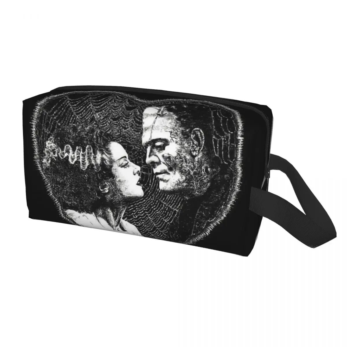 Custom Horror Film Bride Of Frankenstein Makeup Bag for Travel Cosmetic Fashion Halloween Horror Movie Storage Toiletry Bags