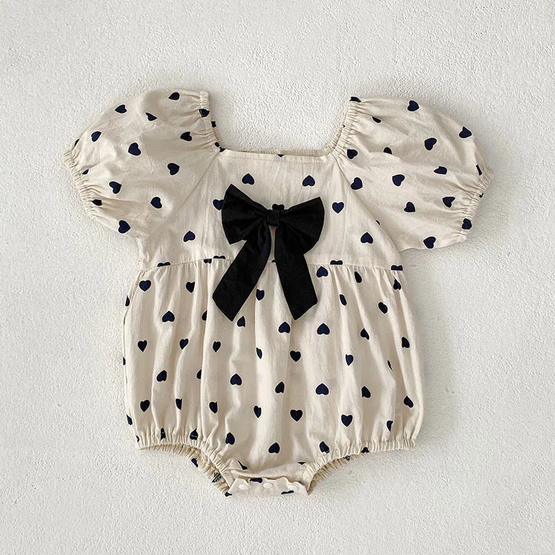 2026 Neues Frühlings-Schwesterkleid 2-6 Jahre Mädchen Partykleid Baumwolle Kinder Herzförmiges Kleid 0-24 Monate Baby Mädchen Kurzarm Bedruckter Strampler – Detail 12