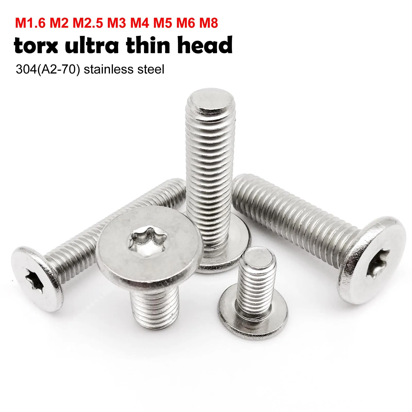 HZYUEGOU CM M1.6 M2 M2.5 M3 M4 M5 M6 M8 304 A2 Edelstahl Torx Sechs-Lappen Ultraflache Flachkopfschraube – Detail 7