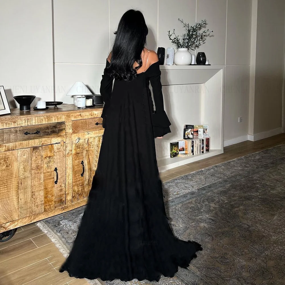 Black Simple Formal Occasion Dresses 2024 High Quality Long Sleeves Ball Gowns Mermaid Long Evening Party Gowns فساتين الحفلات