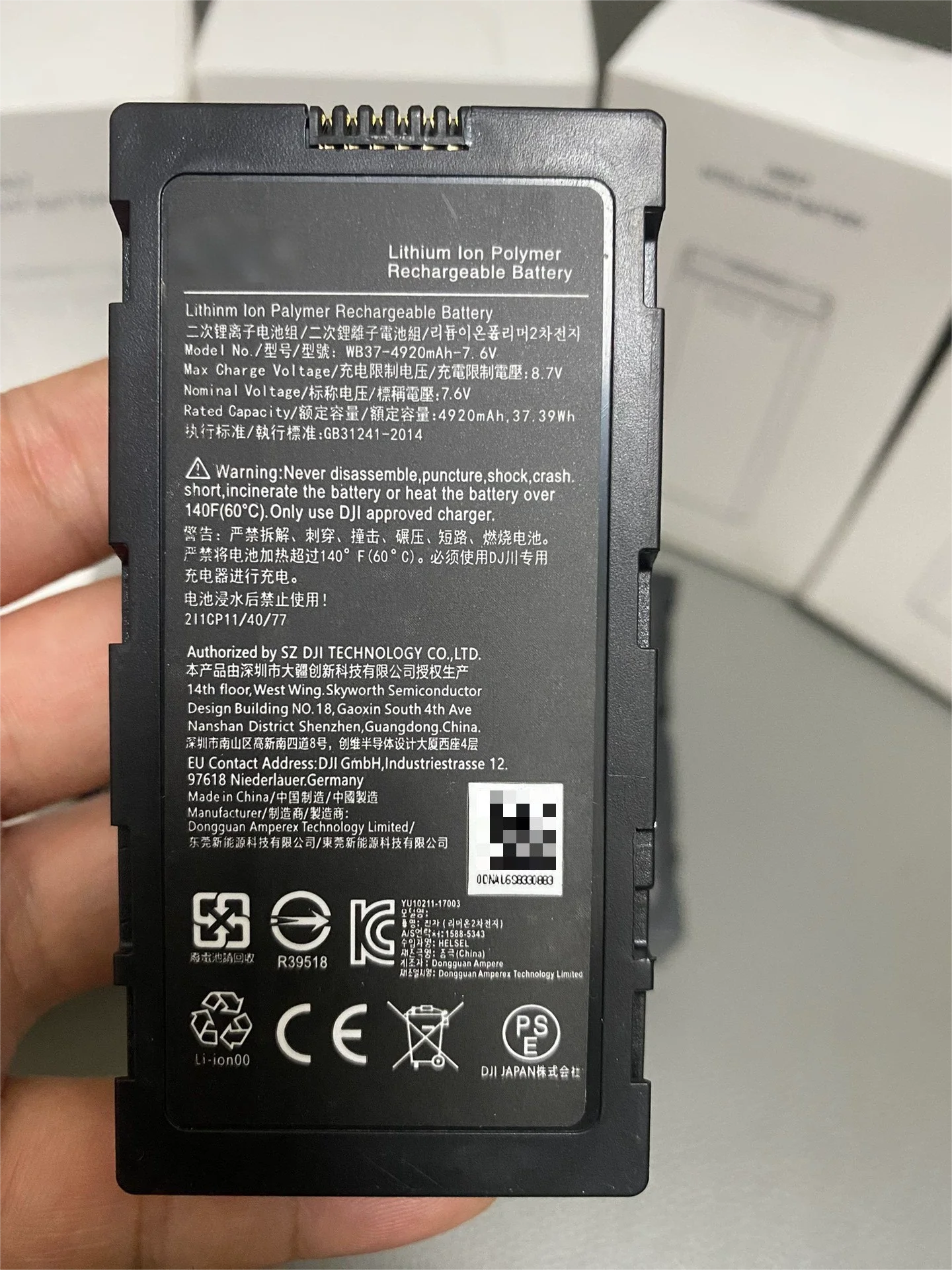 WB37 Battery Original  for DJI Phantom 4 RTK MG-1P M210 M600 FPV T16  T30 T40 T50 T60 T70 T100 Remote Control Battery
