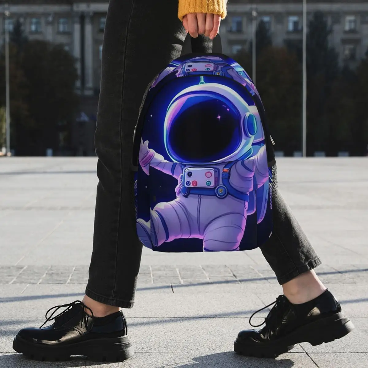 Futuristic Astronaut Glowing Blue Backpack Student BookBag Kids School Bag Computer Shoulder Bags for Boys Girls