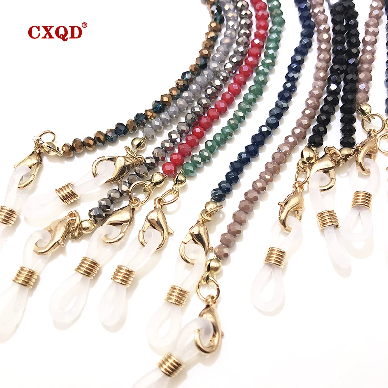 Catena per occhiali da lettura di moda fatta a mano per donna Cordoncini per occhiali da sole Cordino elettrolitico da 3 mm Maschere per occhiali con perline Regalo all'ingrosso