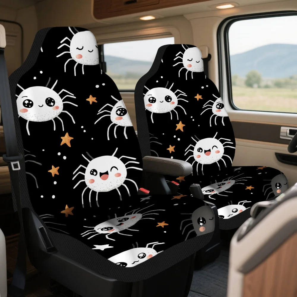 Set Of 2 Halloween-Themed Car Covers Featuring Adorable Spider Designs – A Fashionable And Sturdy Complete Set For Two Front Sea