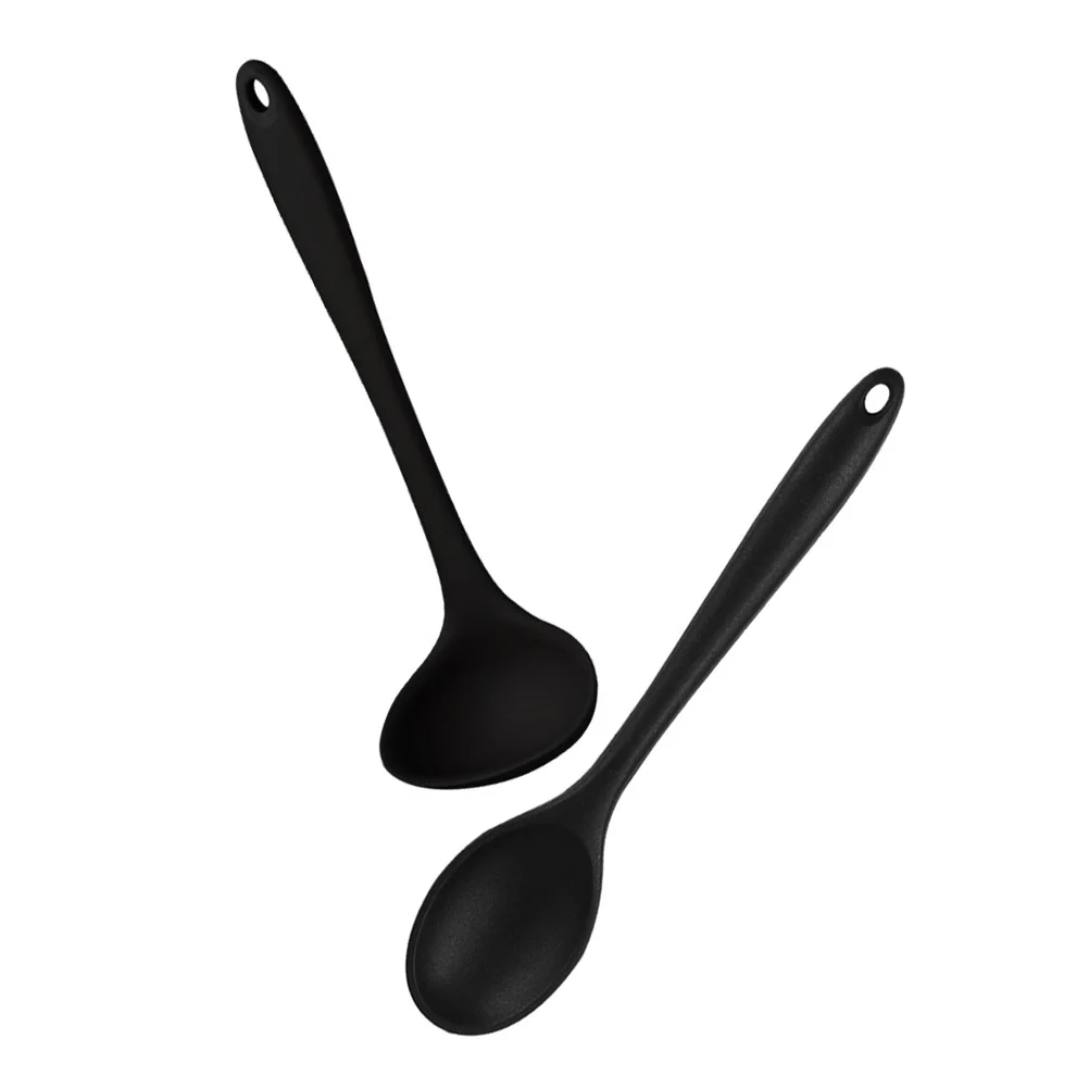 2 Pcs Silicone Spoon Ladle Scoop Titanium Heat Resistant Soup Home Rice Spoons Kitchen Gear Domestic Accessories Spatula