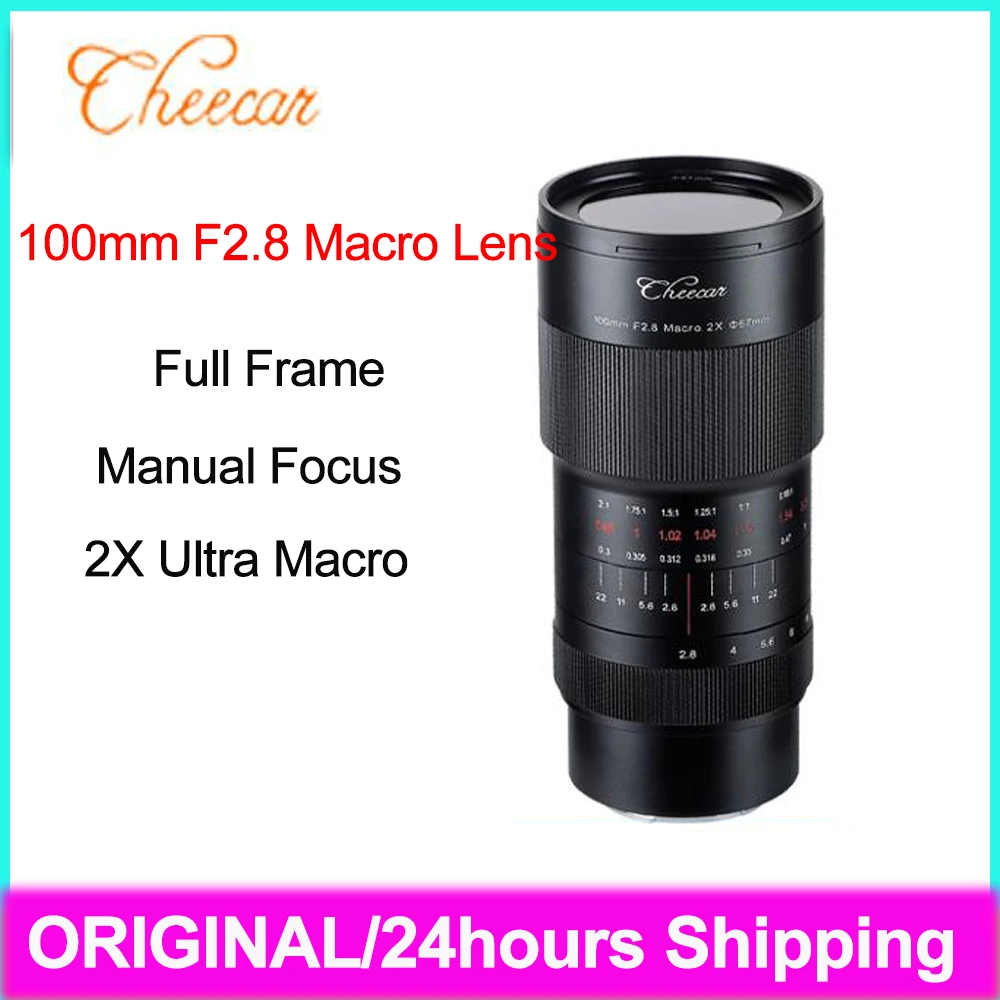 cheecar 100mm F2.8 Full Frame Macro Lens 2x magnification F2.8 Large aperture Camera Lens For Sony Nikon Canon mount Photography