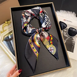 2025 New 70*70cm Silk Satin Hair Scarf Women Handkerchief Printed Female Square Head Bandana Small Neck Muffler Hijab Lady Girl