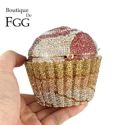 Boutique De FGG (in stock) Women Cupcake Crystal Clutch Evening Bag Wedding Purse and Handbag Bridal Party Rhinestones Bag