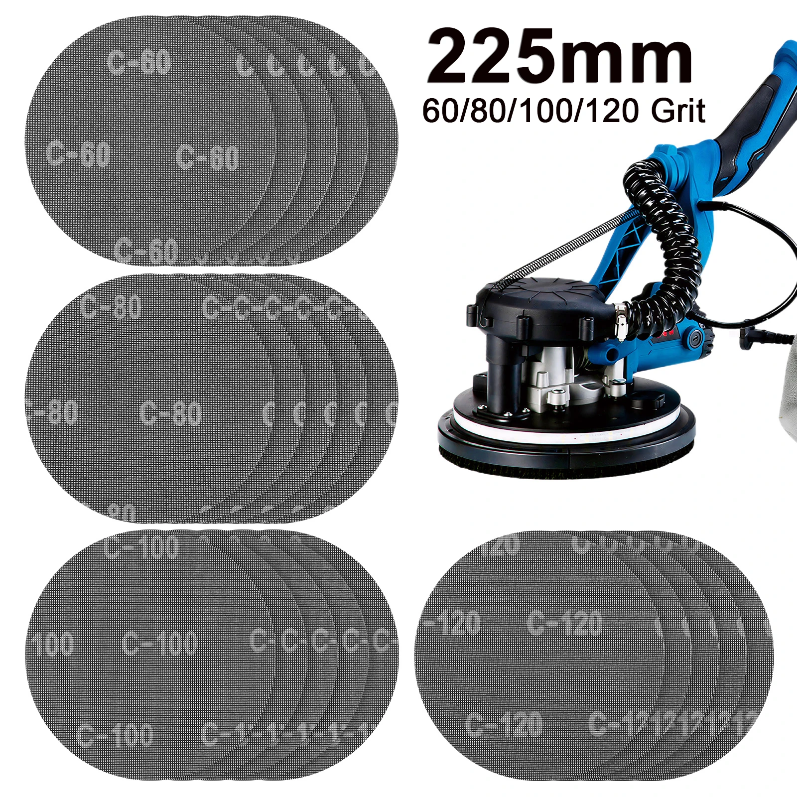 

20 Pieces 225mm Mesh Drywall Sanding Discs, Dust Removal, Silicon Carbide, K60-K120 Grits for Drywall Ceiling Renovation