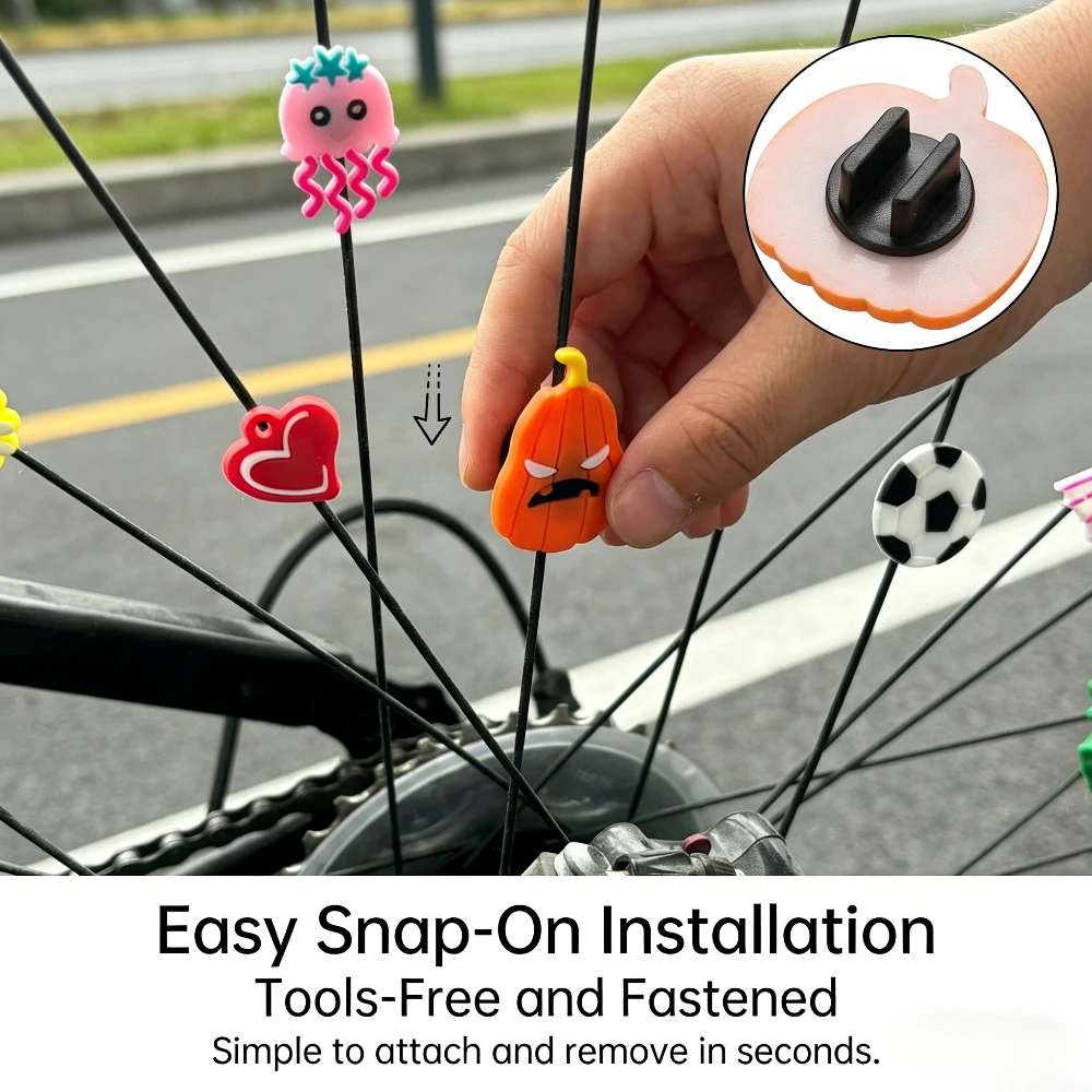 Fahrrad-Speichenperlen, gemischte Formen, Speichenclips, Dekorationen für Kinderfahrradspeichen, Geschenk für Jungen und Mädchen, Fahrradzubehör – Detail 4