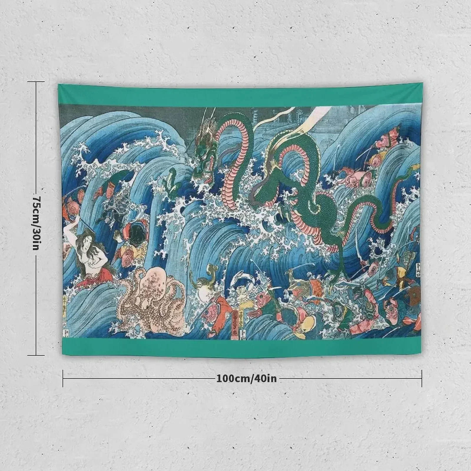 Japanese Edo uikyo-e woodblock print: Tamatoro-Hime at the Dragon Palace by Utagawa Kuniyoshi Tapestry Home Decoration Tapestry