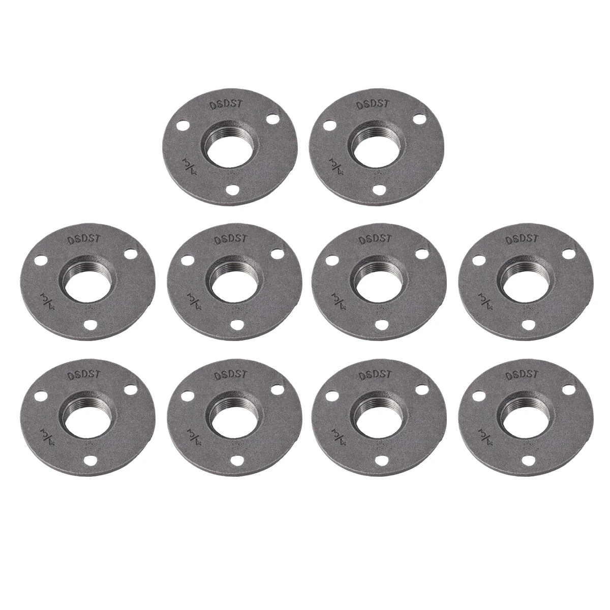 

10 Pcs Flange Base Wall Mounted Fittings Threaded Floor Industrial Style Malleable