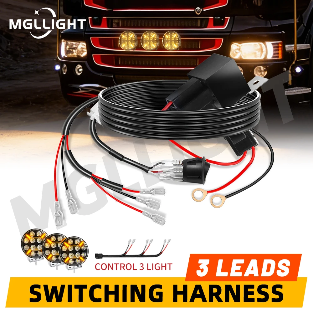 

HAOLIDE 4 Way LED Light Switch Wiring Harness with Relay 4 Leads Extension Wire Harness Kit 12V Universal for Truck off-road use
