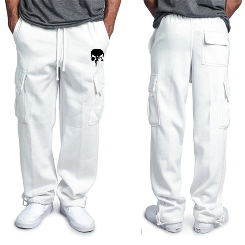 New casual pants men\'s loose straight large size clothing multi-function work pants black jogging pants casual men\'s pants