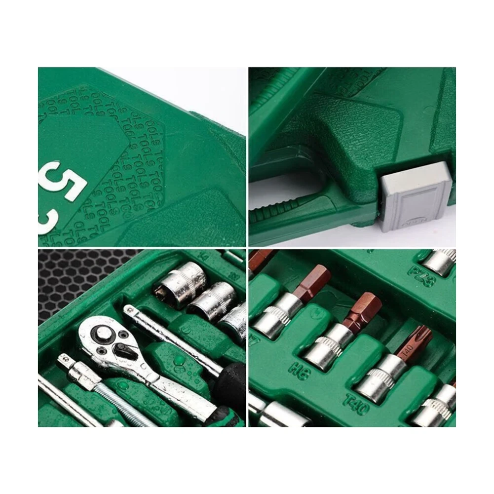 Ratchet Wrench Socket Set Repair Work Automotive Maintenance Extension Bars Premium Chrome Vanadium Steel Quick Release Switch