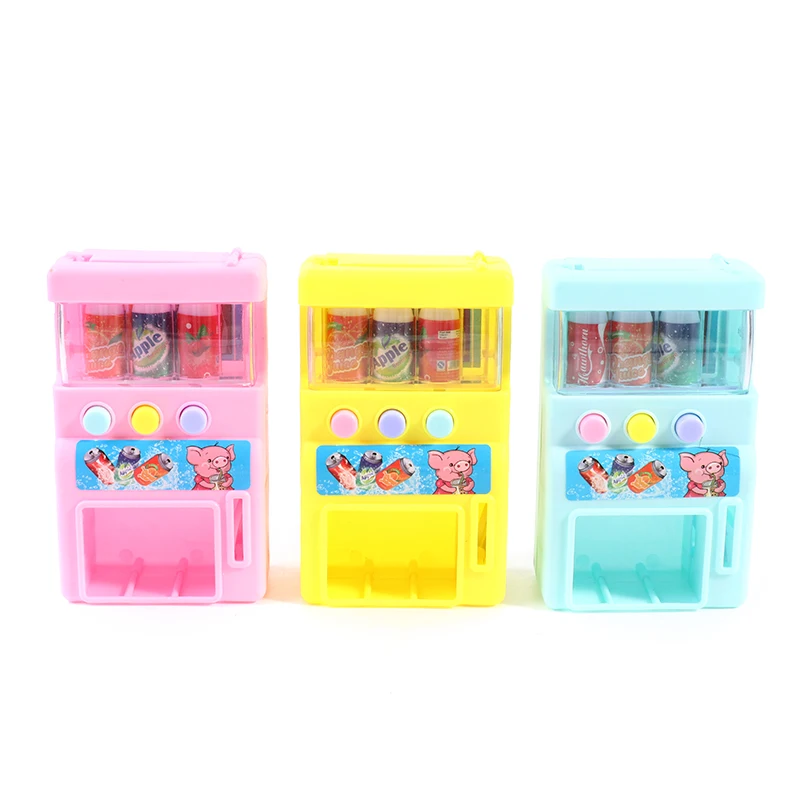 Coin-Operated Vending Machine Kids Simulation Self-Service Vending Machine Mini Coins Drinks Play Toys For Kids Boys And Girls