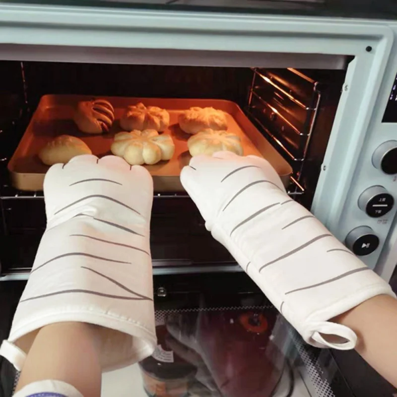 1pc Cute Cat Paws Oven Mitts Cat Claw Baking Oven Gloves Anti-scald Microwave Heat Resistant Insulation Non-slip Cat Paw Gloves