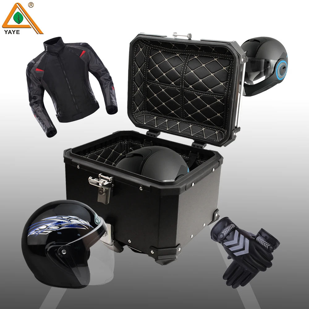 45L Motorcycle Top Box Aluminium Alloy Motorcycle Trunk Helmet Box Waterproof Motorbike Tail Box Luggage Storage Cases Quick