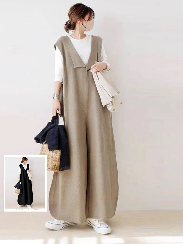 

Свободные повседневные хлопковые брюки большого размера для женщин, с широкими штанинами и эффектом стройности