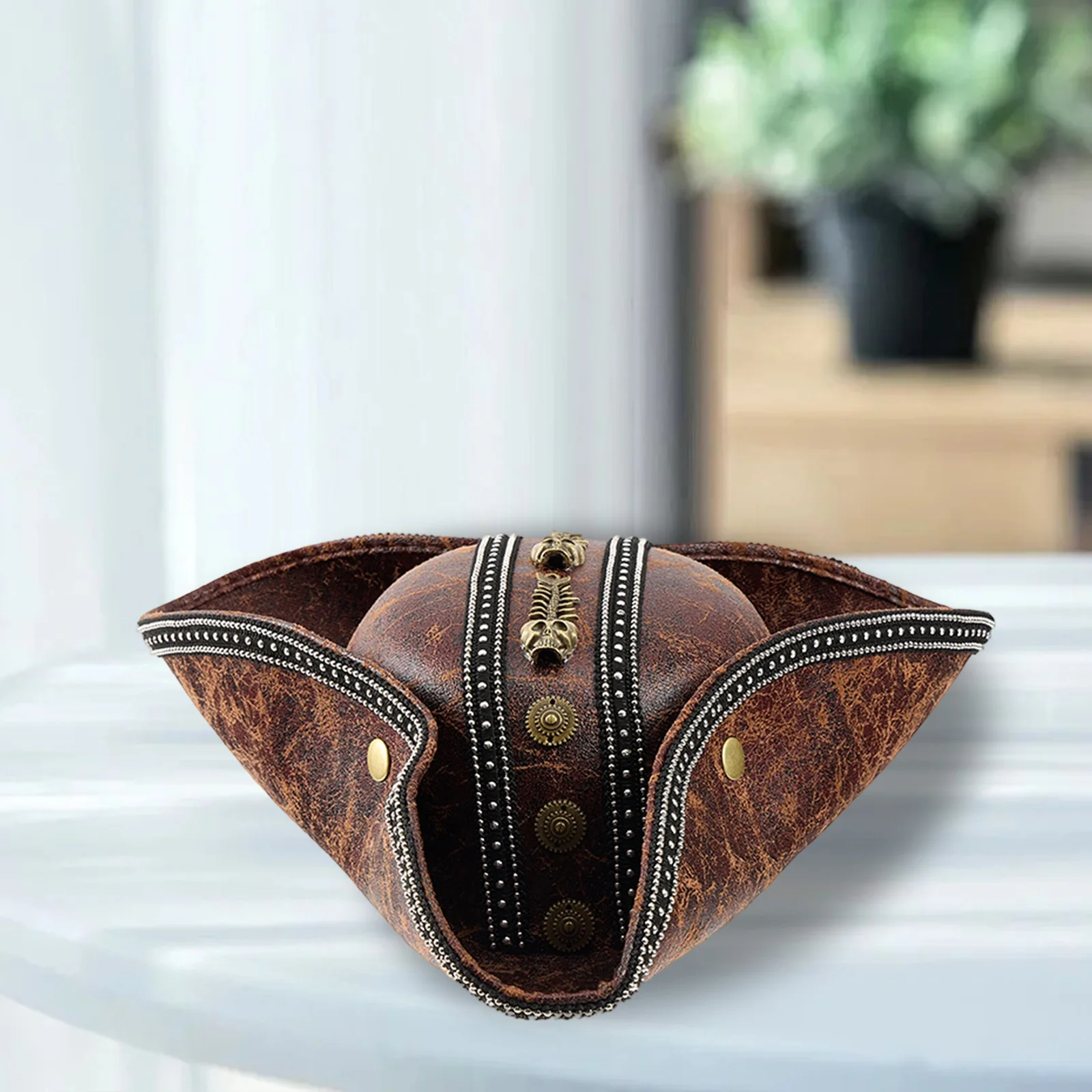 

Пиратская шляпа для женщин и мужчин, креативная кожаная шляпа в костюме тринога для Хэллоуина, косплей, вечерние поставки