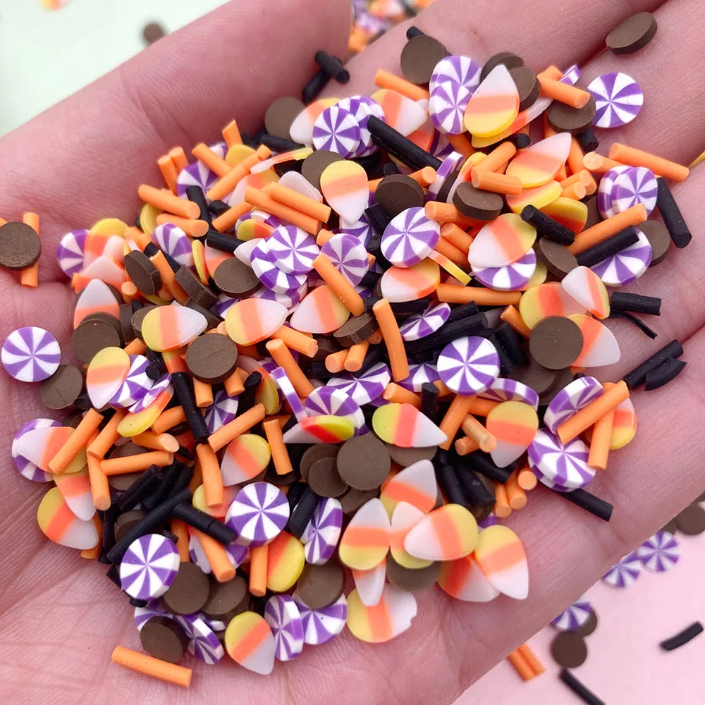 50g Mix lody okrągłe cukierki plastry glina polimerowa śliczne zraszacze forCraft Halloween dekoracje DIY rzemiosło Nail Art szlam wypełniacz