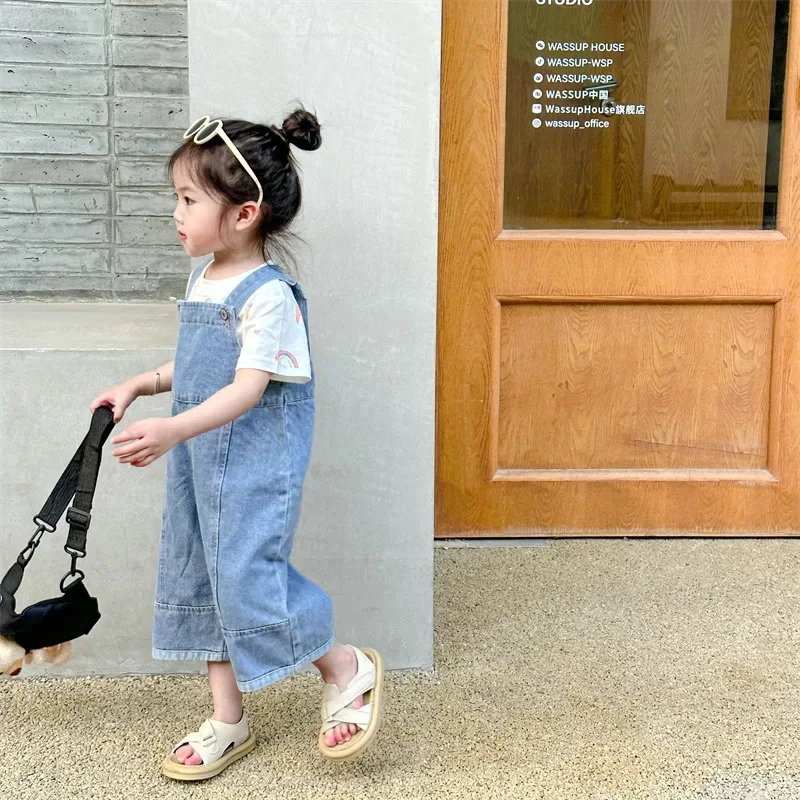 Stilvolle Baby Mädchen Overall Jungen Casual Denim Overalls 1-6Y Kinder Lose Jean Trägerhose Mädchen Herbst Frühling kinder Kleidung – Detail 9