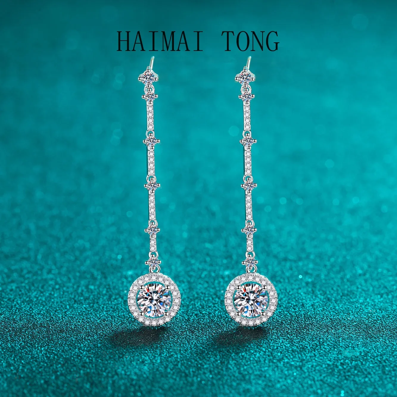 

Серьги-гвоздики HAIMAITONG, женские длинные серьги-кисточки с круглыми подвесками, серьги из платины pt950 с муассанитом, повседневный минималистичный дизайн