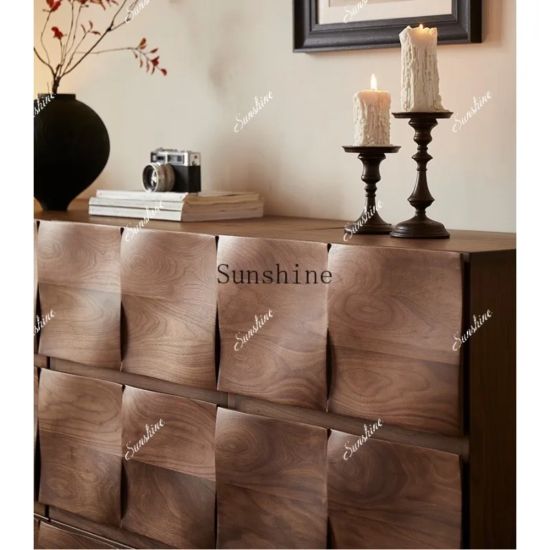 

Solid wood entrance Italian light luxury foyer storage retro simple modern chest FT