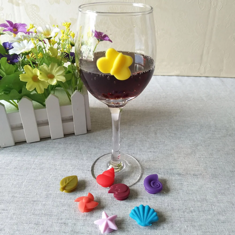 

8 Pcs Glass Markers Food Grade Silicone Drink Charms Heat Resistant Non Slip Easy Clean Party Accessories Glass Recognizer
