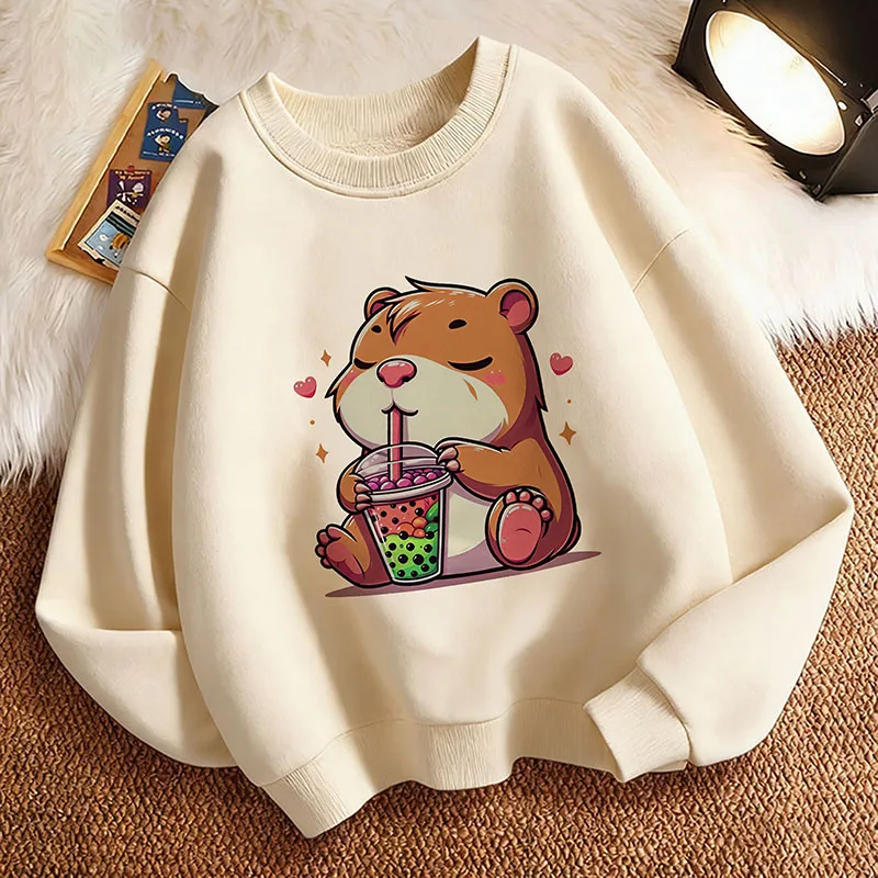 Kawaii Capybara Lustiges Design Kinder-Hoodie Sweatshirt Niedlicher Harajuku Kapuzenpullover für Jungen Mädchen Frühling Lässige Hoodies