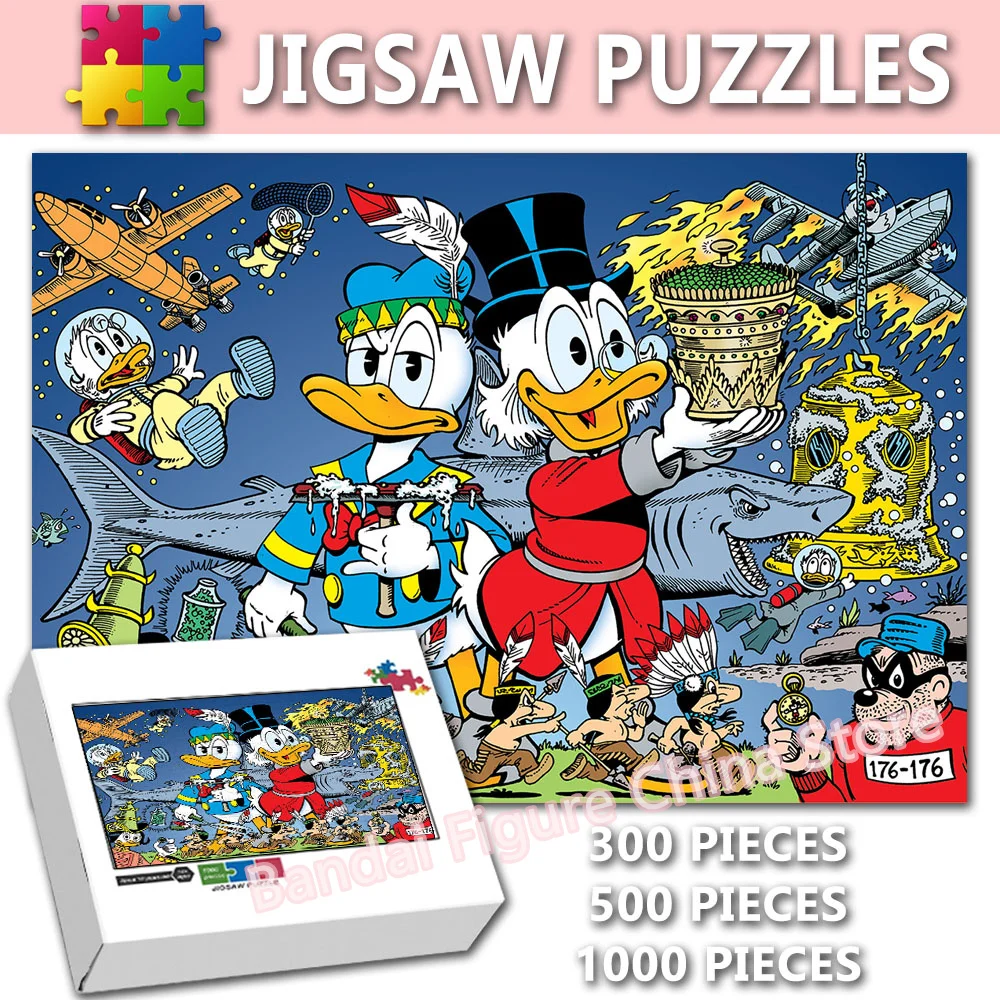 

Disney Anime Movies Print 300/500/1000 Pieces Puzzles Donald Duck Family Cartoon Jigsaw Puzzle Kids Adult Game Toys Gifts