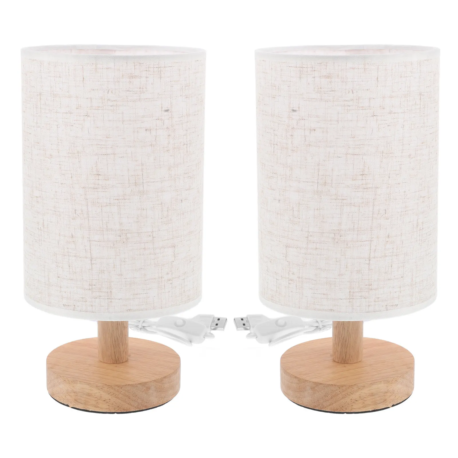 

2 шт. настольных ламп из натурального дерева с ручной росписью цветами, винтажные скандинавские светильники, маленькие прикроватные лампы, теплый светодиодный свет для гостиной